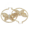 Oro Laminado Large Hoop, Gold Filled Style Butterfly Design, with White Crystal, Diamond Cutting Finish, Golden Finish, 02.380.0055.50