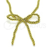 Oro Laminado Fancy Necklace, Gold Filled Style Bow Design, Polished, Golden Finish, 04.341.0123.18