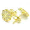 Sterling Silver Stud Earring, with White Micro Pave, Polished, Golden Finish, 02.336.0036.2