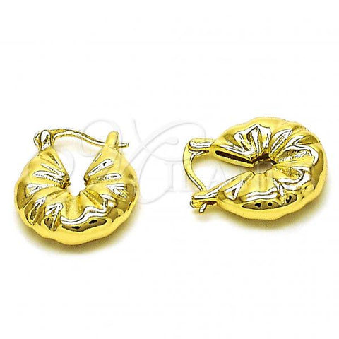 Oro Laminado Small Hoop, Gold Filled Style Diamond Cutting Finish, Golden Finish, 02.213.0528.16