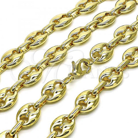 Oro Laminado Fancy Necklace, Gold Filled Style Puff Mariner Design, Polished, Golden Finish, 04.372.0002.24