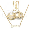 Oro Laminado Necklace, Bracelet and Earring, Gold Filled Style Polished, Golden Finish, 06.63.0237