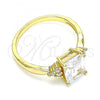 Oro Laminado Multi Stone Ring, Gold Filled Style with White Cubic Zirconia, Polished, Golden Finish, 01.210.0119.5.08