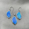 Sterling Silver Earring and Pendant Adult Set, with Bermuda Blue Opal, Polished, Silver Finish, 10.391.0022