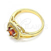 Oro Laminado Multi Stone Ring, Gold Filled Style with Garnet and White Cubic Zirconia, Polished, Golden Finish, 01.210.0123.2.08