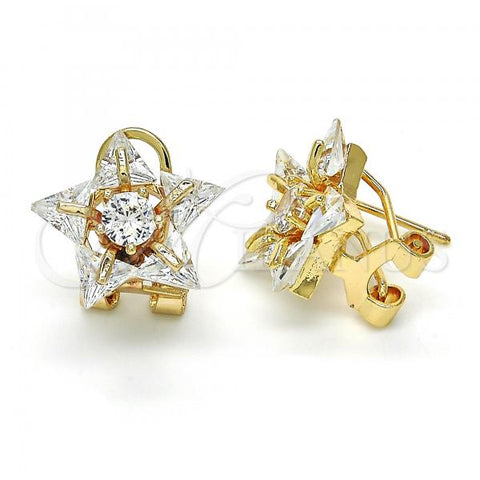 Oro Laminado Stud Earring, Gold Filled Style Star Design, with White Cubic Zirconia, Polished, Golden Finish, 02.217.0082 *PROMO*