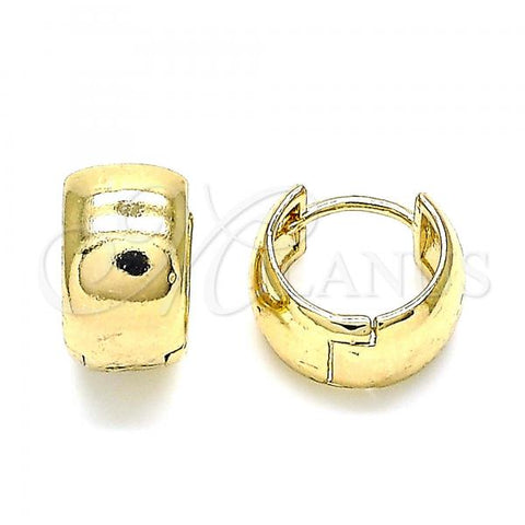 Oro Laminado Huggie Hoop, Gold Filled Style Chunky Design, Polished, Golden Finish, 02.156.0563.15