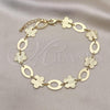Oro Laminado Fancy Anklet, Gold Filled Style Flower Design, Polished, Golden Finish, 5.032.007.1.10