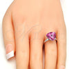 Rhodium Plated Multi Stone Ring, with Rose Swarovski Crystals, Polished, Rhodium Finish, 01.239.0005.3 (One size fits all)