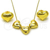 Oro Laminado Necklace and Earring, Gold Filled Style Chunky and Hollow Design, Polished, Golden Finish, 06.417.0015