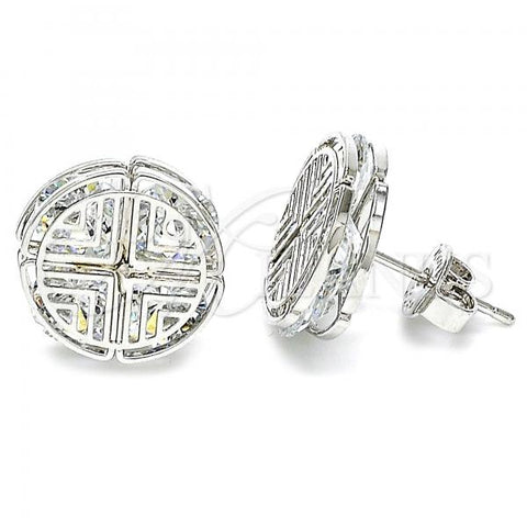 Rhodium Plated Stud Earring, with White Cubic Zirconia, Polished, Rhodium Finish, 02.106.0021.1