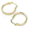 Oro Laminado Small Hoop, Gold Filled Style Diamond Cutting Finish, Tricolor, 02.213.0251.25