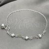 Sterling Silver Charm Anklet , Heart Design, Polished, Silver Finish, 03.409.0029.10