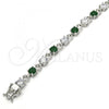Rhodium Plated Tennis Bracelet, with Green and White Cubic Zirconia, Polished, Rhodium Finish, 03.210.0070.7.08