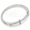 Rhodium Plated Individual Bangle, Love Design, with White Crystal, Polished, Rhodium Finish, 07.252.0065.1.04 (04 MM Thickness, Size 4 - 2.25 Diameter)