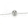 Rhodium Plated Pendant Necklace, Ball Design, Black Enamel Finish, Rhodium Finish, 04.313.0008.18