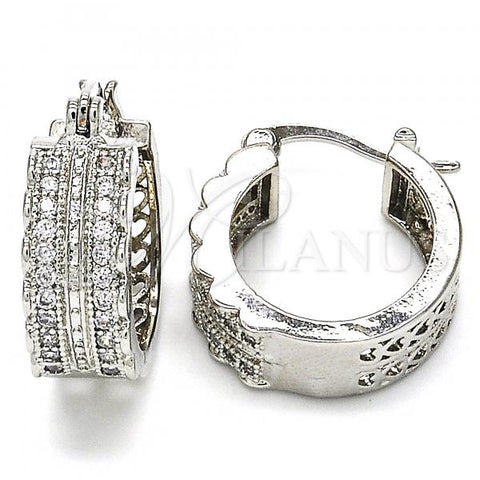 Rhodium Plated Small Hoop, with White Cubic Zirconia, Polished, Rhodium Finish, 02.210.0276.4.20