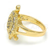 Oro Laminado Multi Stone Ring, Gold Filled Style Turtle Design, with White Cubic Zirconia, Polished, Golden Finish, 01.210.0063.07 (Size 7)