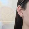 Oro Laminado Stud Earring, Gold Filled Style with White Cubic Zirconia, Polished, Golden Finish, 02.156.0332