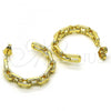 Oro Laminado Medium Hoop, Gold Filled Style Paperclip Design, with White Micro Pave, Polished, Golden Finish, 02.210.0796.30
