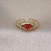 Oro Laminado Multi Stone Ring, Gold Filled Style Heart Design, with Garnet Cubic Zirconia, Polished, Golden Finish, 01.213.0053