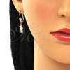 Oro Laminado Dangle Earring, Gold Filled Style Little Girl Design, with White Micro Pave, Polished, Golden Finish, 02.316.0064