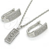 Rhodium Plated Earring and Pendant Adult Set, with White Cubic Zirconia, Polished, Rhodium Finish, 10.217.0024