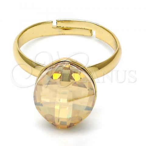 Oro Laminado Multi Stone Ring, Gold Filled Style with Golden Shadow Swarovski Crystals, Polished, Golden Finish, 01.239.0008.7 (One size fits all)