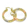 Oro Laminado Medium Hoop, Gold Filled Style Diamond Cutting Finish, Tricolor, 02.170.0274.1.30