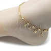 Oro Laminado Charm Anklet , Gold Filled Style Heart and Rolo Design, Polished, Golden Finish, 03.383.0034.10