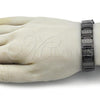 Stainless Steel Solid Bracelet, Greek Key Design, Polished, Black Rhodium Finish, 03.114.0284.2.08
