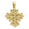 Oro Laminado Religious Pendant, Gold Filled Style Crucifix Design, Golden Finish, 5.188.002