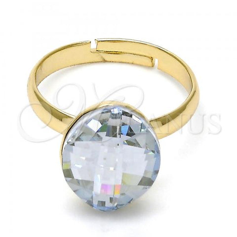 Oro Laminado Multi Stone Ring, Gold Filled Style with Blue Shade Swarovski Crystals, Polished, Golden Finish, 01.239.0008.10 (One size fits all)