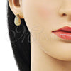 Oro Laminado Stud Earring, Gold Filled Style Teardrop Design, Diamond Cutting Finish, Golden Finish, 02.342.0329