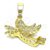 Oro Laminado Religious Pendant, Gold Filled Style Angel Design, Polished, Golden Finish, 5.183.003