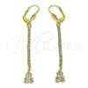Oro Laminado Long Earring, Gold Filled Style Teddy Bear Design, with Cubic Zirconia, Golden Finish, 5.069.001