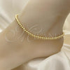 Oro Laminado Fancy Anklet, Gold Filled Style Snake  and Ball Design, Polished, Golden Finish, 03.32.0636.10