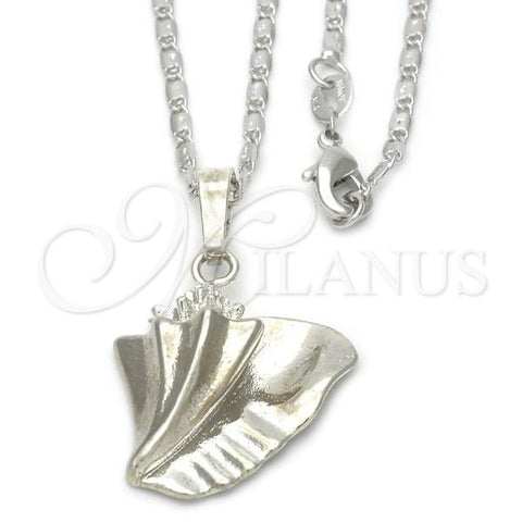 Rhodium Plated Pendant Necklace, Polished, Rhodium Finish, 04.185.0003