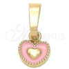 Oro Laminado Fancy Pendant, Gold Filled Style Heart Design, Pink Enamel Finish, Golden Finish, 05.163.0076.3