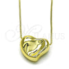 Oro Laminado Pendant Necklace, Gold Filled Style Heart and Hollow Design, Polished, Golden Finish, 04.213.0310.18