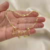 Oro Laminado Charm Anklet , Gold Filled Style Turtle and Ball Design, Polished, Golden Finish, 03.32.0610.10