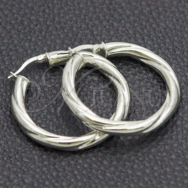 Sterling Silver Medium Hoop, Diamond Cutting Finish, Silver Finish, 02.389.0172.30
