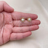 Oro Laminado Stud Earring, Gold Filled Style Heart Design, with Ivory Pearl, Polished, Golden Finish, 02.344.0161