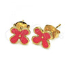 Oro Laminado Stud Earring, Gold Filled Style Flower Design, Orange Enamel Finish, Golden Finish, 02.64.0344 *PROMO*