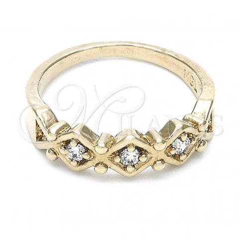 Oro Laminado Multi Stone Ring, Gold Filled Style with White Cubic Zirconia, Golden Finish, 5.174.023.06 (Size 6)