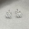 Sterling Silver Stud Earring, Flower Design, with White Crystal, Polished, Silver Finish, 02.406.0015.03