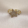 Oro Laminado Multi Stone Ring, Gold Filled Style Star Design, with White Micro Pave, Polished, Golden Finish, 01.310.0039