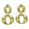 Oro Laminado Long Earring, Gold Filled Style Chunky Design, Polished, Golden Finish, 02.213.0616