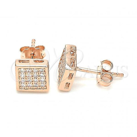 Sterling Silver Stud Earring, with White Cubic Zirconia, Polished, Rose Gold Finish, 02.369.0020.1