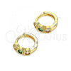 Oro Laminado Huggie Hoop, Gold Filled Style with Multicolor Cubic Zirconia, Polished, Golden Finish, 02.213.0289.10